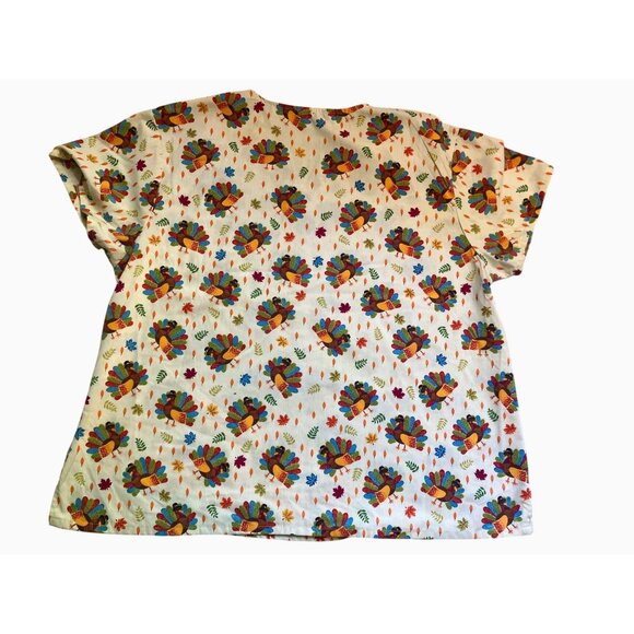 Just Love Womens 3X Fall Thanksgiving Turkey Scrub Top Medical Uniform - Picture 8 of 10